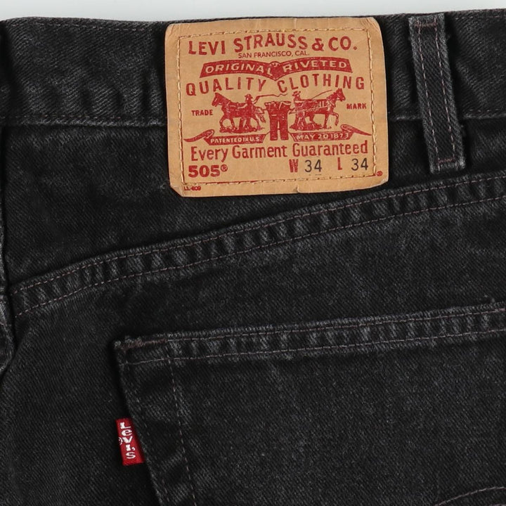00'S Levi's 505 REGULAR FIT STRAIGHT LEG black denim tapered denim pants for men, size w33 cotton black type Vintage Second Hand