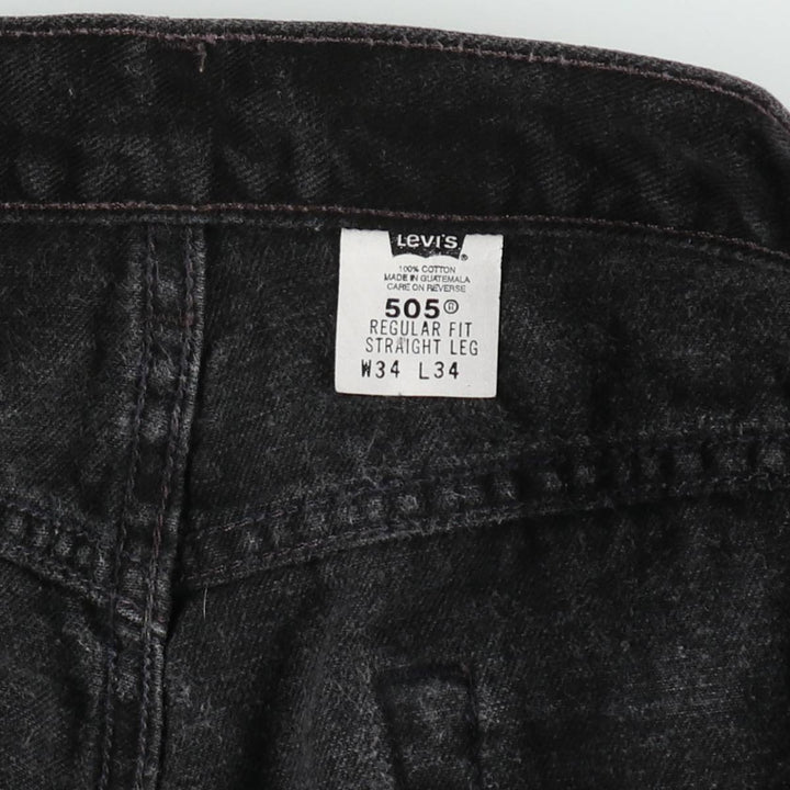 00'S Levi's 505 REGULAR FIT STRAIGHT LEG black denim tapered denim pants for men, size w33 cotton black type Vintage Second Hand