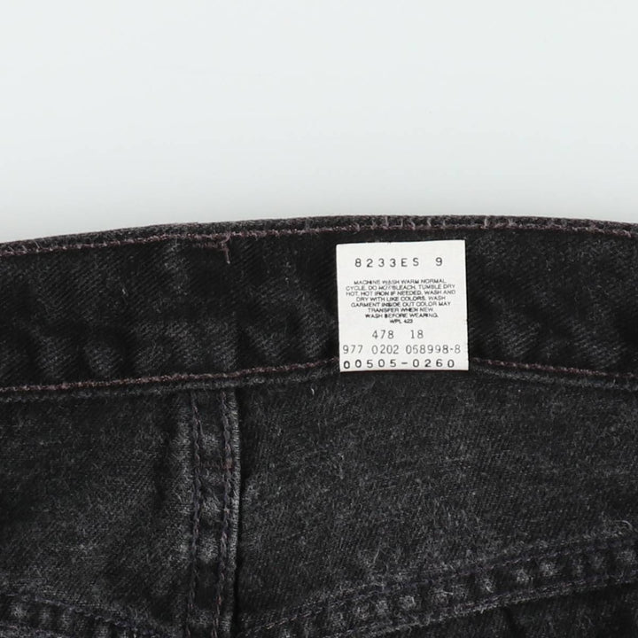 00'S Levi's 505 REGULAR FIT STRAIGHT LEG black denim tapered denim pants for men, size w33 cotton black type Vintage Second Hand