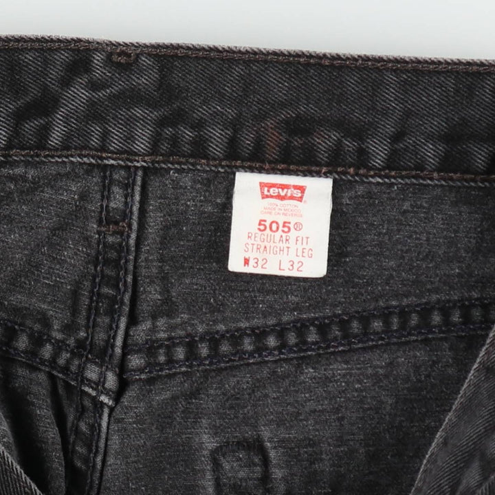 Levi's 505 Regular Fit Straight Leg Black Denim Tapered Jeans (Men's size W31 equivalent) cotton black type Vintage Second Hand