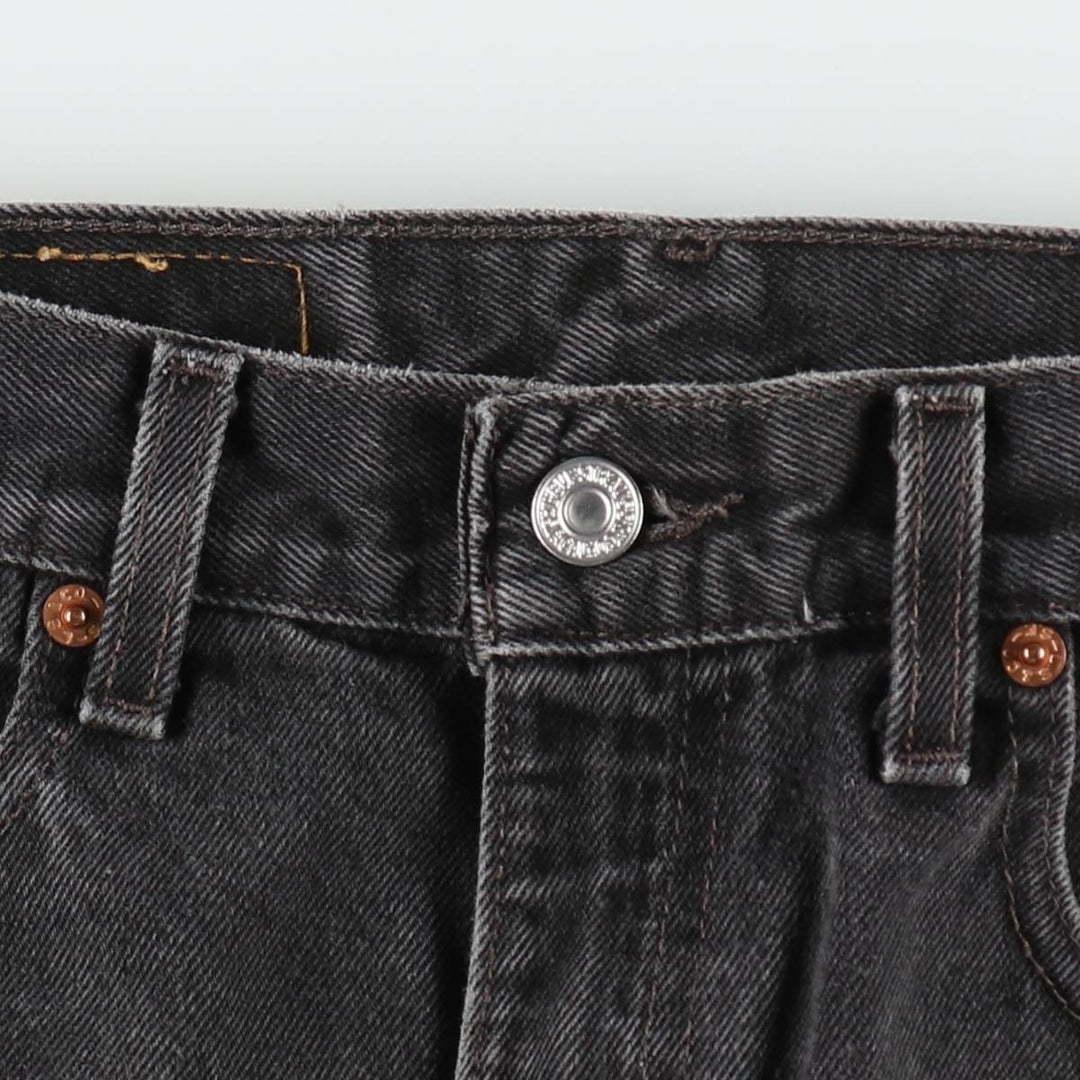 Levi's 505 Regular Fit Straight Leg Black Denim Tapered Jeans (Men's size W31 equivalent) cotton black type Vintage Second Hand
