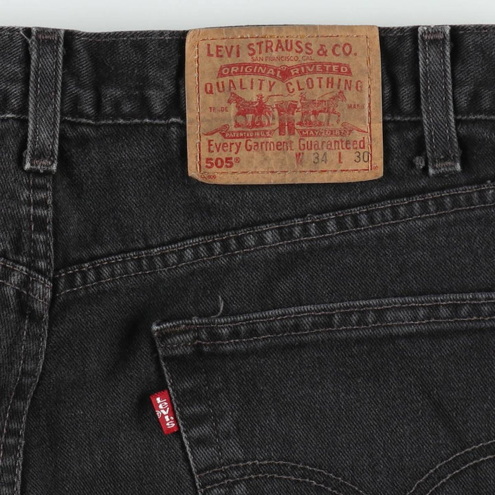 00'S Levi's 505 REGULAR FIT STRAIGHT LEG black denim tapered denim pants for men, size w33 cotton black type Vintage Second Hand