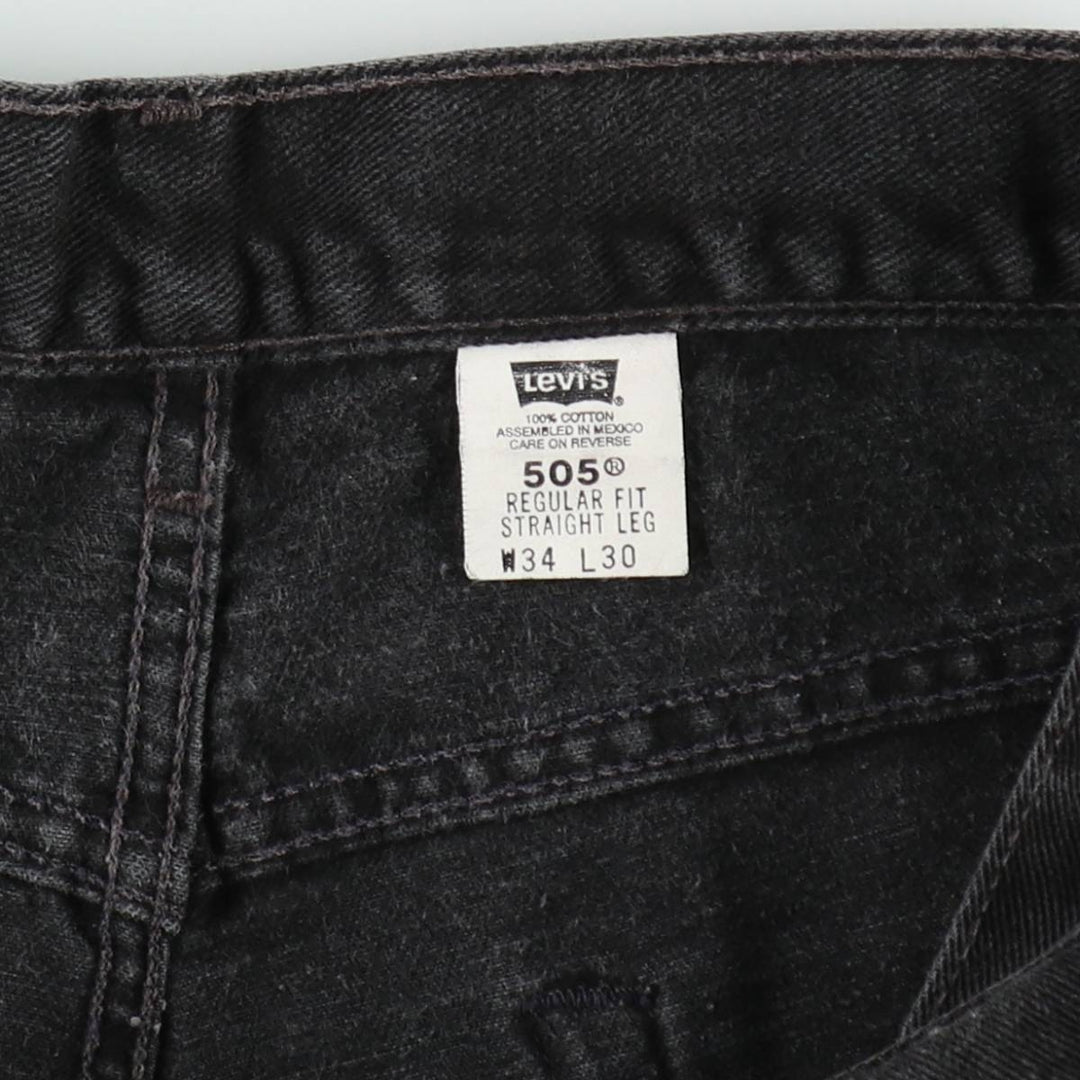 00'S Levi's 505 REGULAR FIT STRAIGHT LEG black denim tapered denim pants for men, size w33 cotton black type Vintage Second Hand
