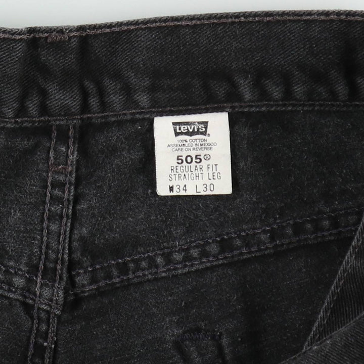 00'S Levi's 505 REGULAR FIT STRAIGHT LEG black denim tapered denim pants for men, size w33 cotton black type Vintage Second Hand