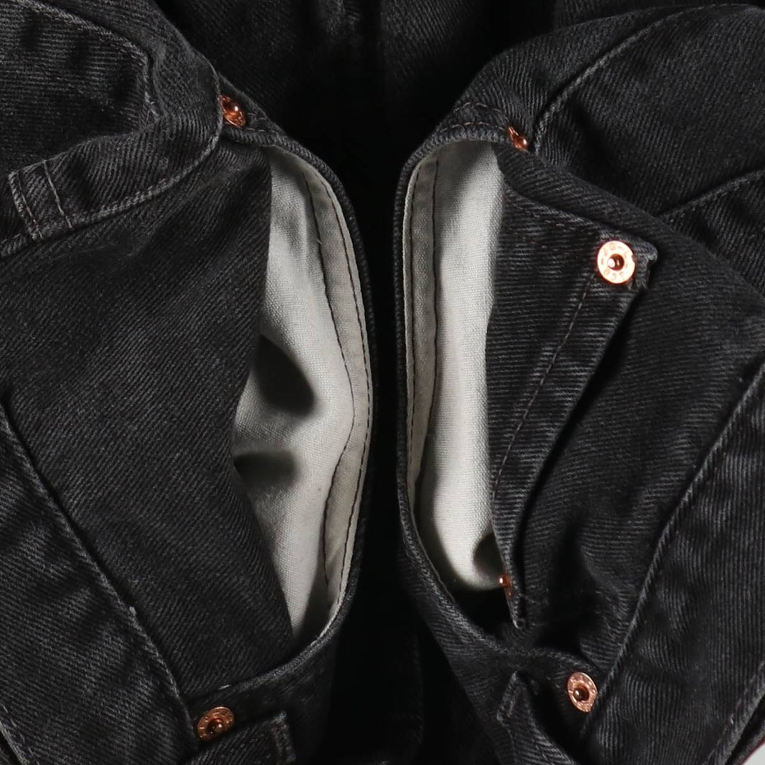 00'S Levi's 505 REGULAR FIT STRAIGHT LEG black denim tapered denim pants for men, size w33 cotton black type Vintage Second Hand