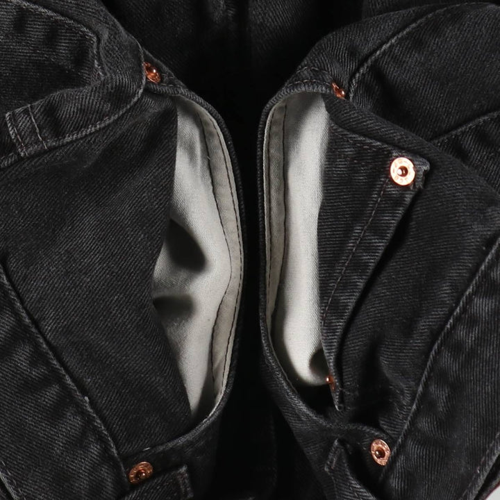 00'S Levi's 505 REGULAR FIT STRAIGHT LEG black denim tapered denim pants for men, size w33 cotton black type Vintage Second Hand