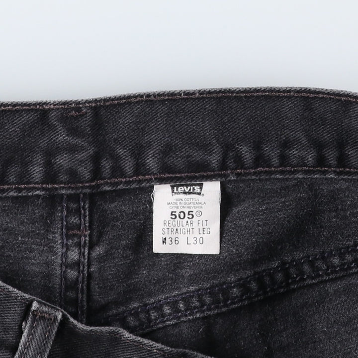00'S Levi's 505 REGULAR FIT STRAIGHT LEG black denim tapered denim pants for men, size w35 cotton black type Vintage Second Hand