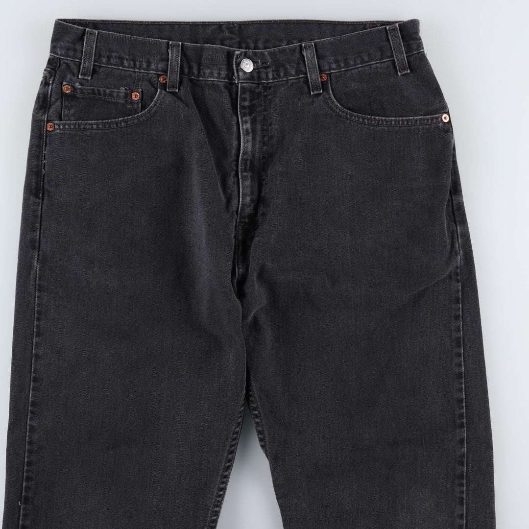 00'S Levi's 505 REGULAR FIT STRAIGHT LEG black denim tapered denim pants for men, size w35 cotton black type Vintage Second Hand