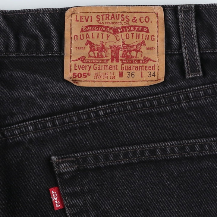 90'S Levi's 505-0260 Regular Fit Straight Leg Black Denim Tapered Jeans, Made in USA, Men's Size W37 (approx.) cotton black type Vintage Second Hand