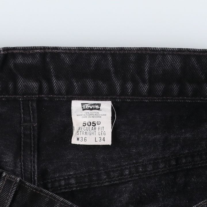 90'S Levi's 505-0260 Regular Fit Straight Leg Black Denim Tapered Jeans, Made in USA, Men's Size W37 (approx.) cotton black type Vintage Second Hand