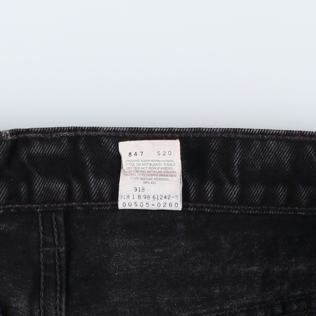 90'S Levi's 505-0260 Regular Fit Straight Leg Black Denim Tapered Jeans, Made in USA, Men's Size W37 (approx.) cotton black type Vintage Second Hand