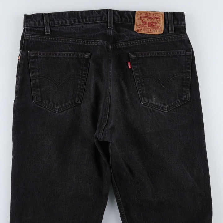 90'S Levi's 505-0260 Regular Fit Straight Leg Black Denim Tapered Jeans, Made in USA, Men's Size W37 (approx.) cotton black type Vintage Second Hand