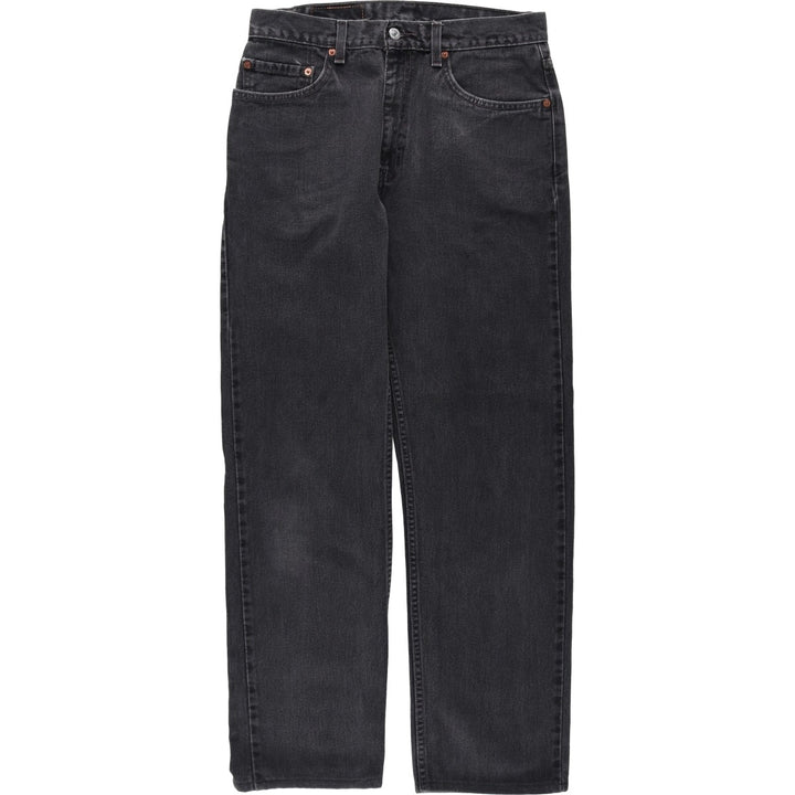 00'S Levi's 505 REGULAR FIT STRAIGHT LEG black denim tapered denim pants for men, size w32 cotton Charcoal Vintage Second Hand