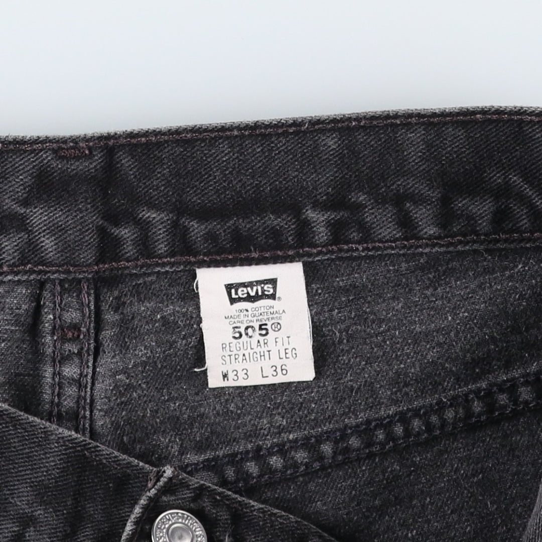 00'S Levi's 505 REGULAR FIT STRAIGHT LEG black denim tapered denim pants for men, size w32 cotton Charcoal Vintage Second Hand
