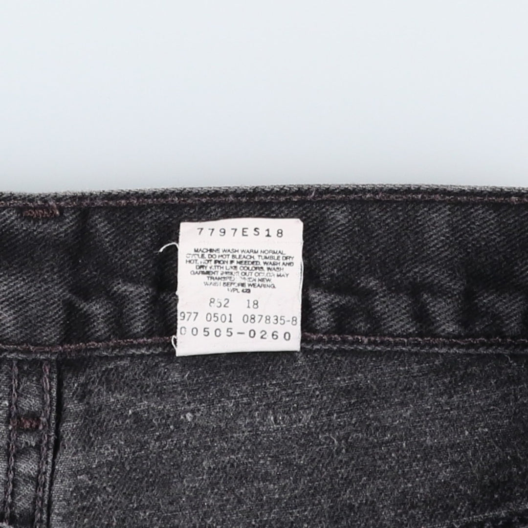 00'S Levi's 505 REGULAR FIT STRAIGHT LEG black denim tapered denim pants for men, size w32 cotton Charcoal Vintage Second Hand
