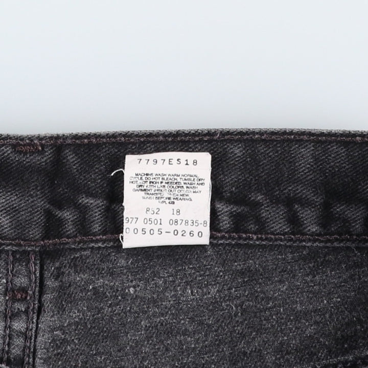 00'S Levi's 505 REGULAR FIT STRAIGHT LEG black denim tapered denim pants for men, size w32 cotton Charcoal Vintage Second Hand