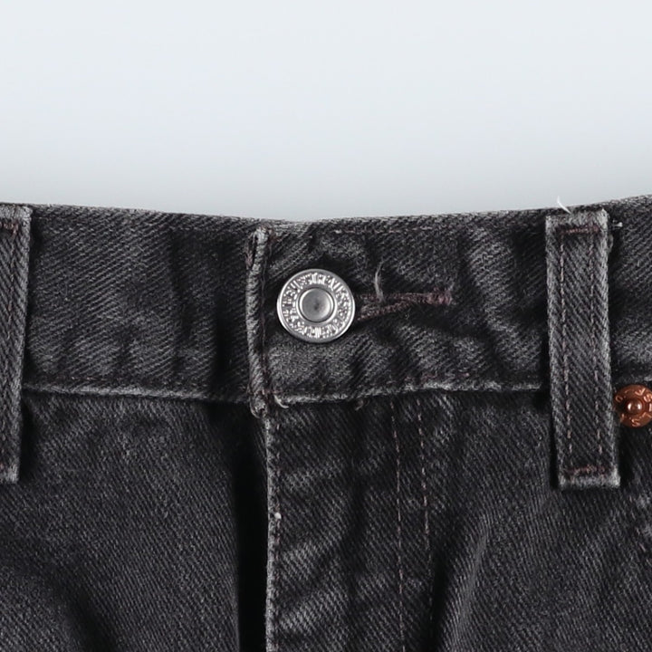 00'S Levi's 505 REGULAR FIT STRAIGHT LEG black denim tapered denim pants for men, size w32 cotton Charcoal Vintage Second Hand