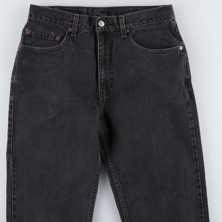 00'S Levi's 505 REGULAR FIT STRAIGHT LEG black denim tapered denim pants for men, size w32 cotton Charcoal Vintage Second Hand