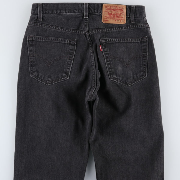 00'S Levi's 505 REGULAR FIT STRAIGHT LEG black denim tapered denim pants for men, size w32 cotton Charcoal Vintage Second Hand