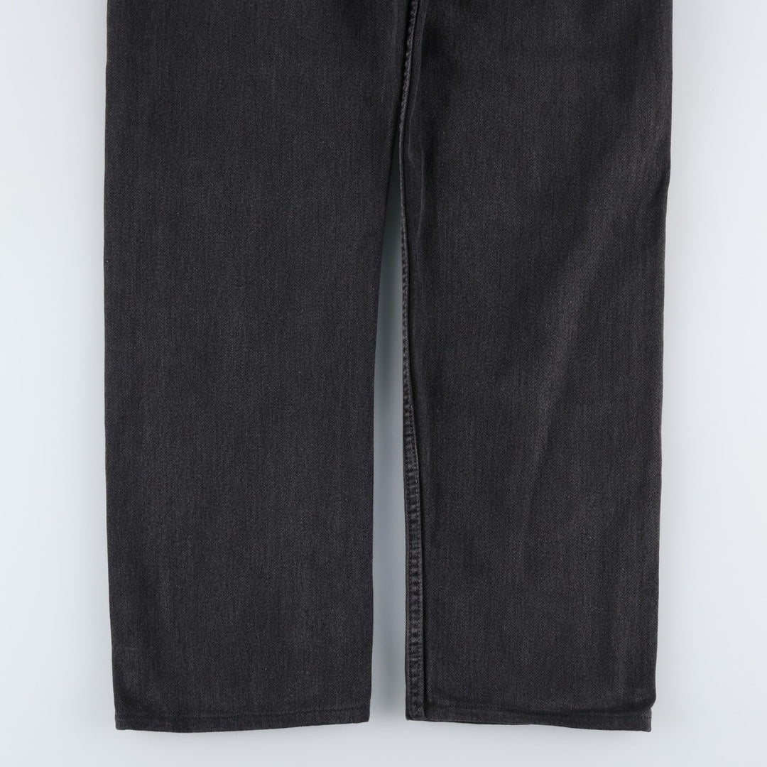 00'S Levi's 505 REGULAR FIT STRAIGHT LEG black denim tapered denim pants for men, size w32 cotton Charcoal Vintage Second Hand