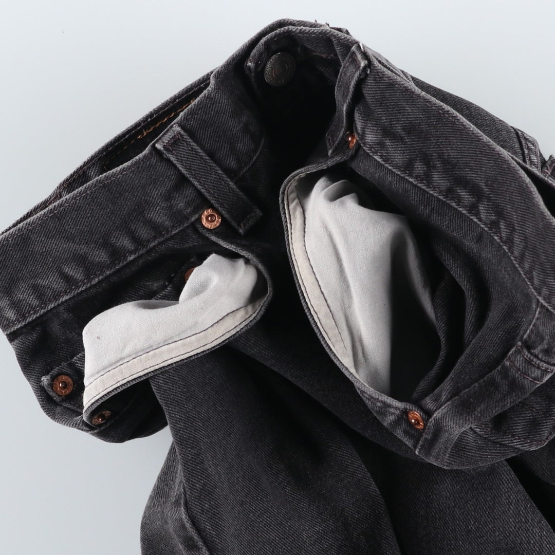 00'S Levi's 505 REGULAR FIT STRAIGHT LEG black denim tapered denim pants for men, size w32 cotton Charcoal Vintage Second Hand