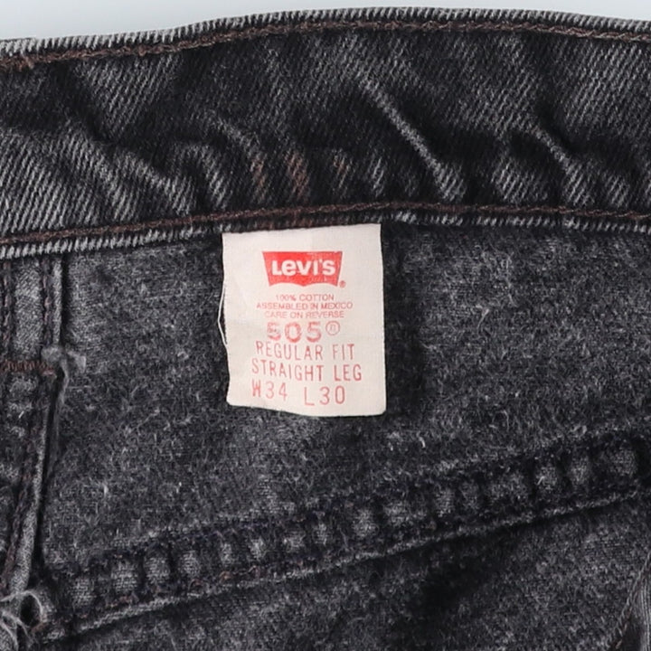 90'S Levi's 505-0260 Regular Fit Straight Leg Black Denim Tapered Jeans, Men's Size W33 (approx.) cotton Charcoal Vintage Second Hand