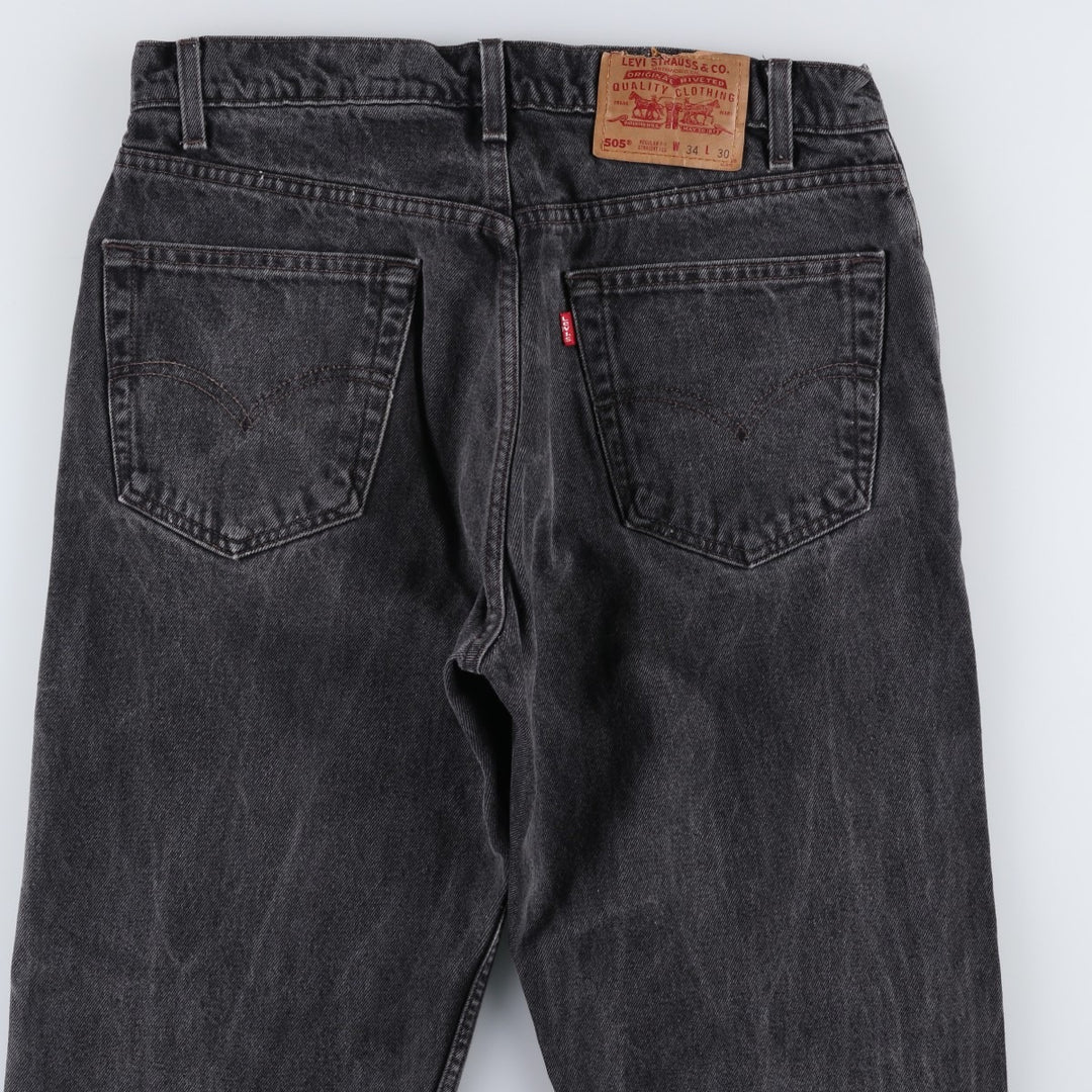 90'S Levi's 505-0260 Regular Fit Straight Leg Black Denim Tapered Jeans, Men's Size W33 (approx.) cotton Charcoal Vintage Second Hand