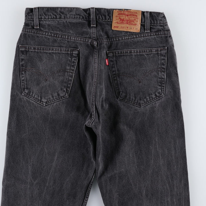90'S Levi's 505-0260 Regular Fit Straight Leg Black Denim Tapered Jeans, Men's Size W33 (approx.) cotton Charcoal Vintage Second Hand