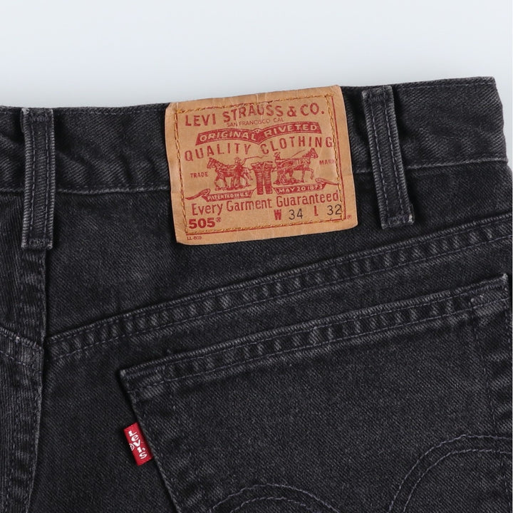 1990'S Levi's 505 Original Fit Black Denim Tapered Jeans, Made in Canada, Men's Size W33 (approx.), Vintage cotton black type Vintage Second Hand
