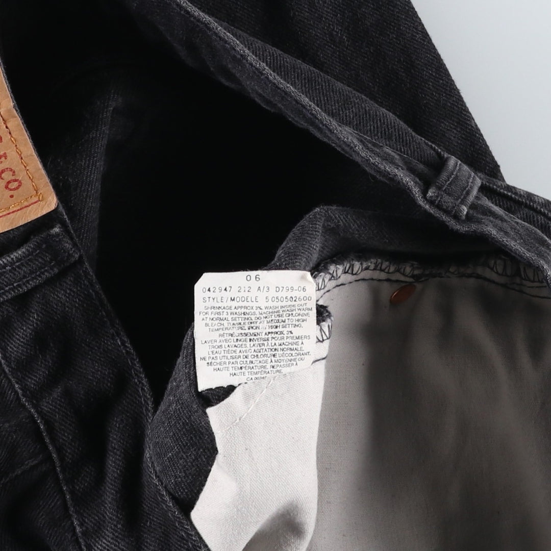 1990'S Levi's 505 Original Fit Black Denim Tapered Jeans, Made in Canada, Men's Size W33 (approx.), Vintage cotton black type Vintage Second Hand