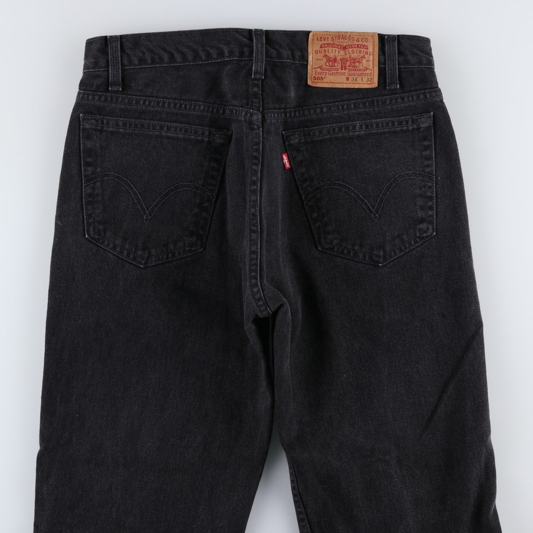 1990'S Levi's 505 Original Fit Black Denim Tapered Jeans, Made in Canada, Men's Size W33 (approx.), Vintage cotton black type Vintage Second Hand