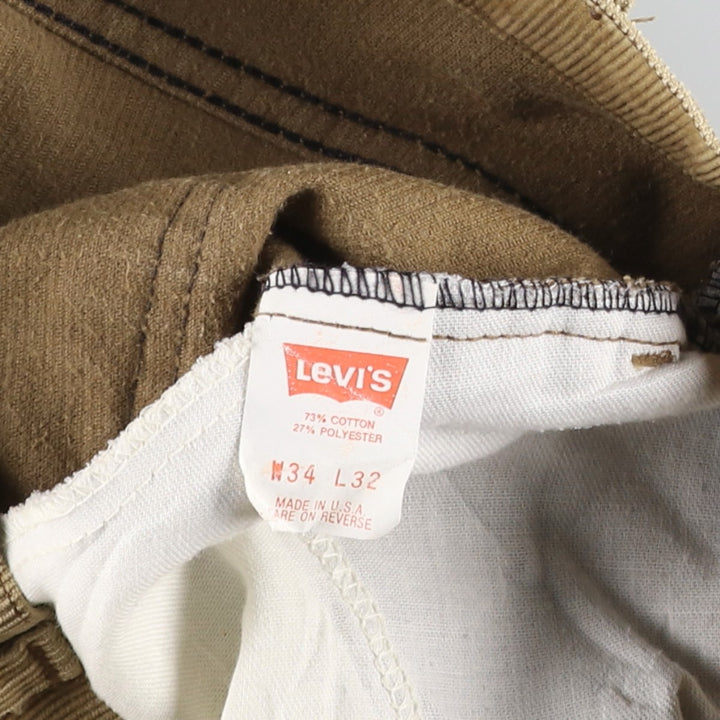 1990'S Levi's 519-1529 Corduroy Pants, Made in USA, Men's Size W33 (approx.), Vintage cotton Khaki type beige Vintage Second Hand