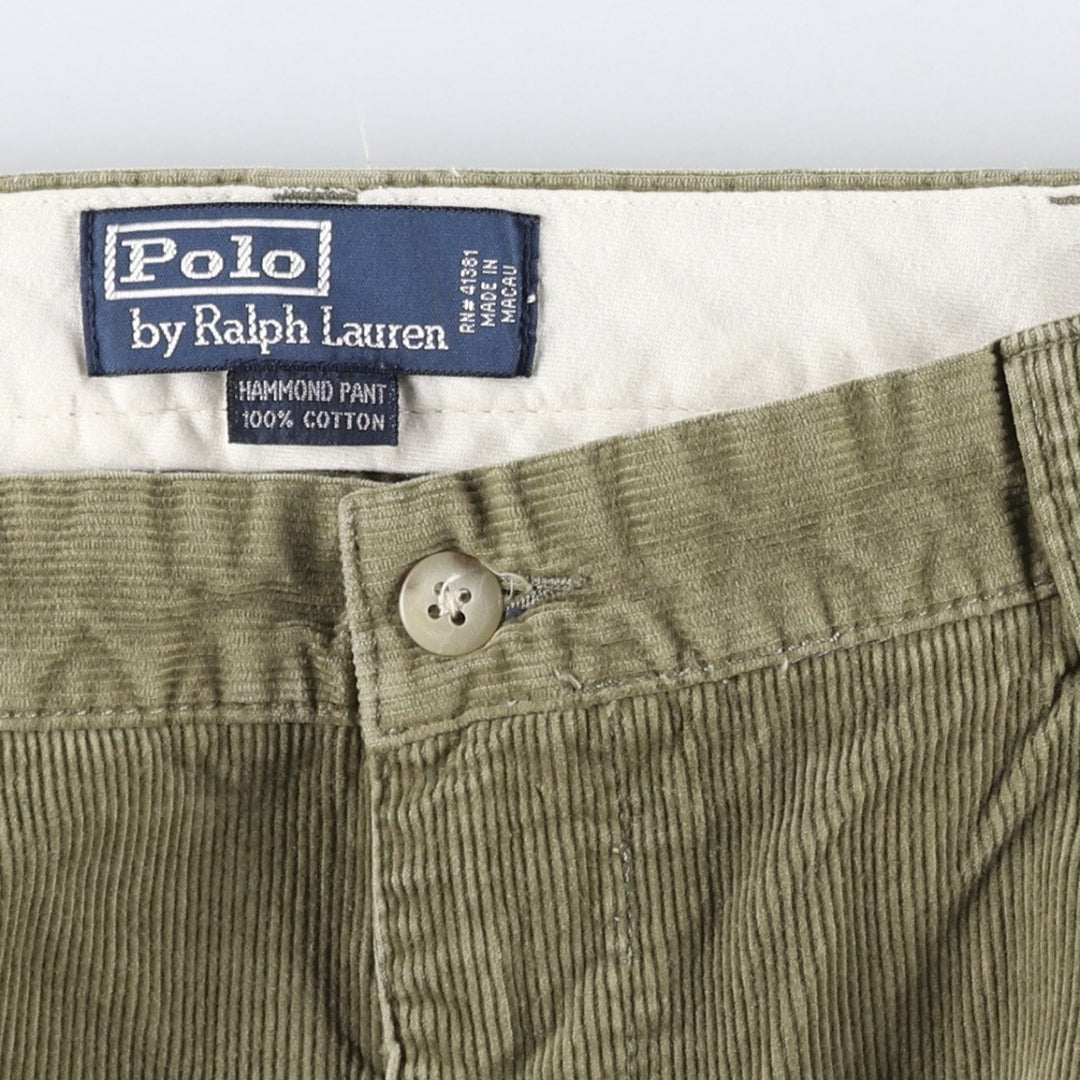 Ralph Lauren POLO by Ralph Lauren HAMMOND PANT, two-pleat corduroy pants, men's size W36. cotton Khaki type Vintage Second Hand
