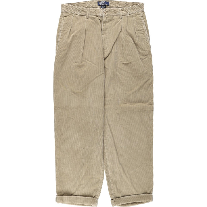 Ralph Lauren POLO by Ralph Lauren Two-pleat Corduroy Pants for Men, W34 cotton Beige type Vintage Second Hand