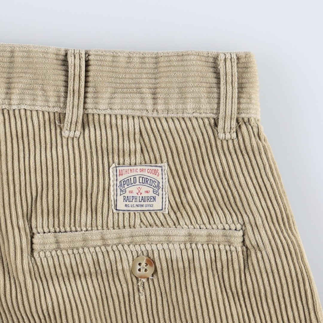 Ralph Lauren POLO by Ralph Lauren Two-pleat Corduroy Pants for Men, W34 cotton Beige type Vintage Second Hand
