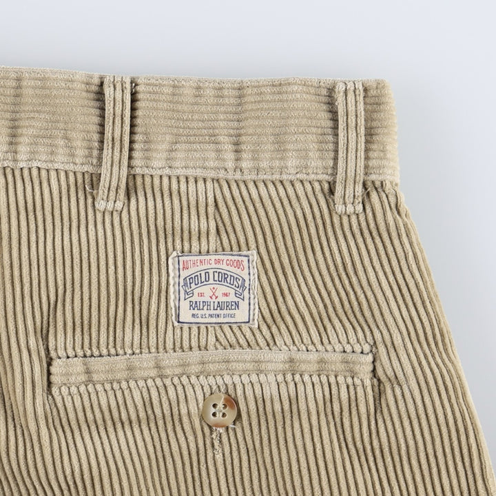 Ralph Lauren POLO by Ralph Lauren Two-pleat Corduroy Pants for Men, W34 cotton Beige type Vintage Second Hand