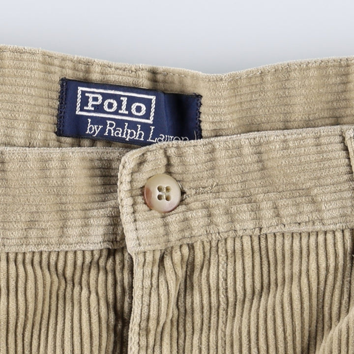 Ralph Lauren POLO by Ralph Lauren Two-pleat Corduroy Pants for Men, W34 cotton Beige type Vintage Second Hand