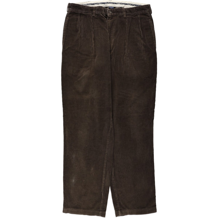 Ralph Lauren Polo Ralph Lauren Two-Pleat Corduroy Pants, Men's Size W36 (approx.) cotton brown type Vintage Second Hand
