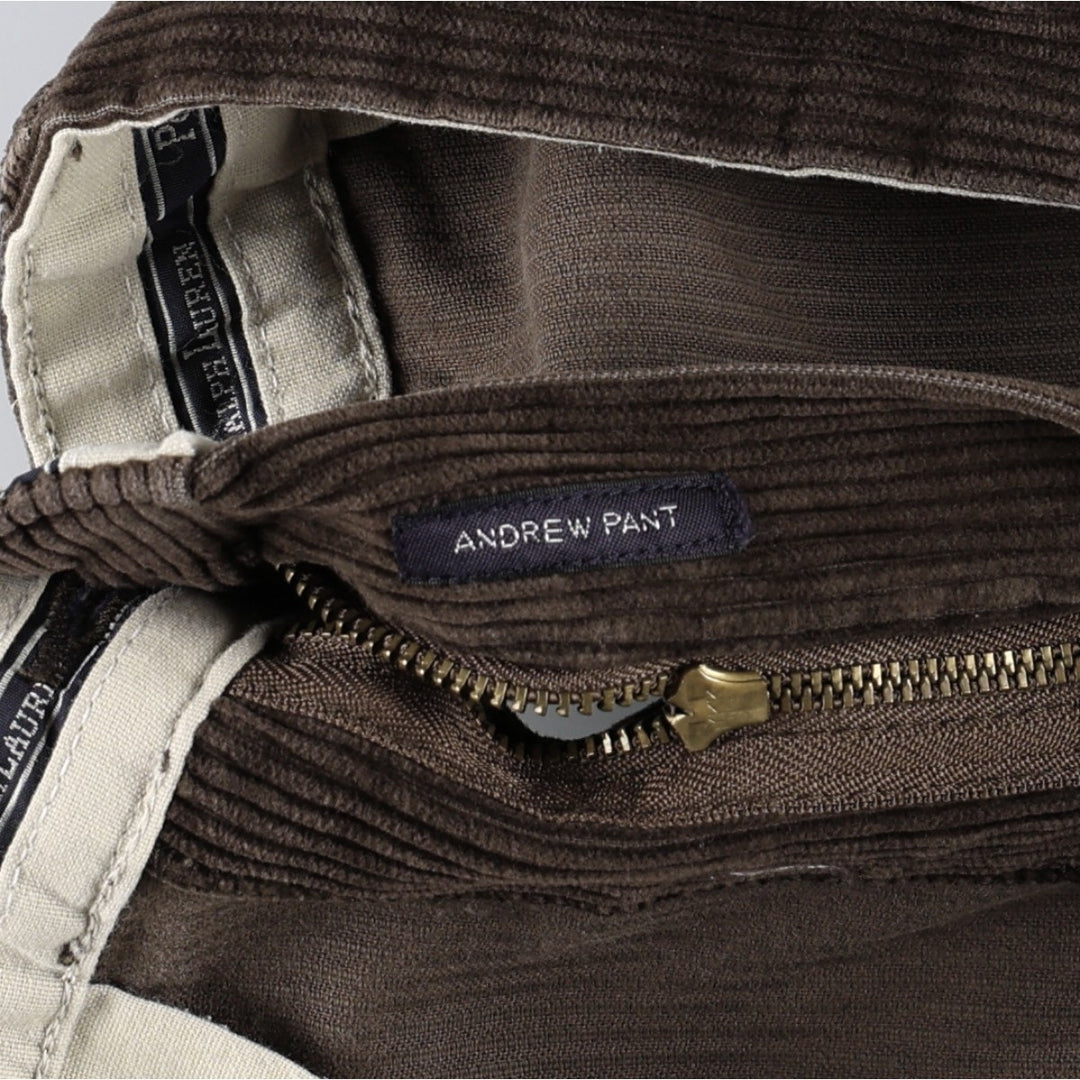 Ralph Lauren Polo Ralph Lauren Two-Pleat Corduroy Pants, Men's Size W36 (approx.) cotton brown type Vintage Second Hand