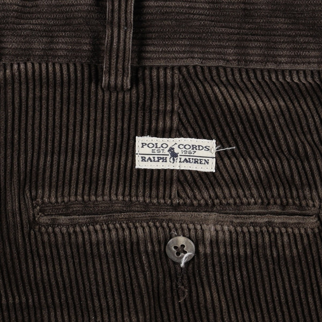 Ralph Lauren Polo Ralph Lauren Two-Pleat Corduroy Pants, Men's Size W36 (approx.) cotton brown type Vintage Second Hand