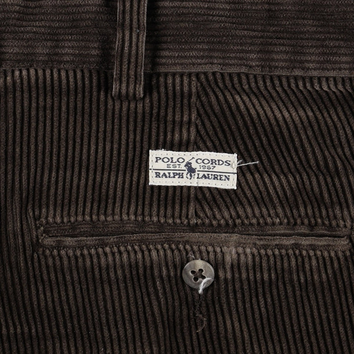 Ralph Lauren Polo Ralph Lauren Two-Pleat Corduroy Pants, Men's Size W36 (approx.) cotton brown type Vintage Second Hand