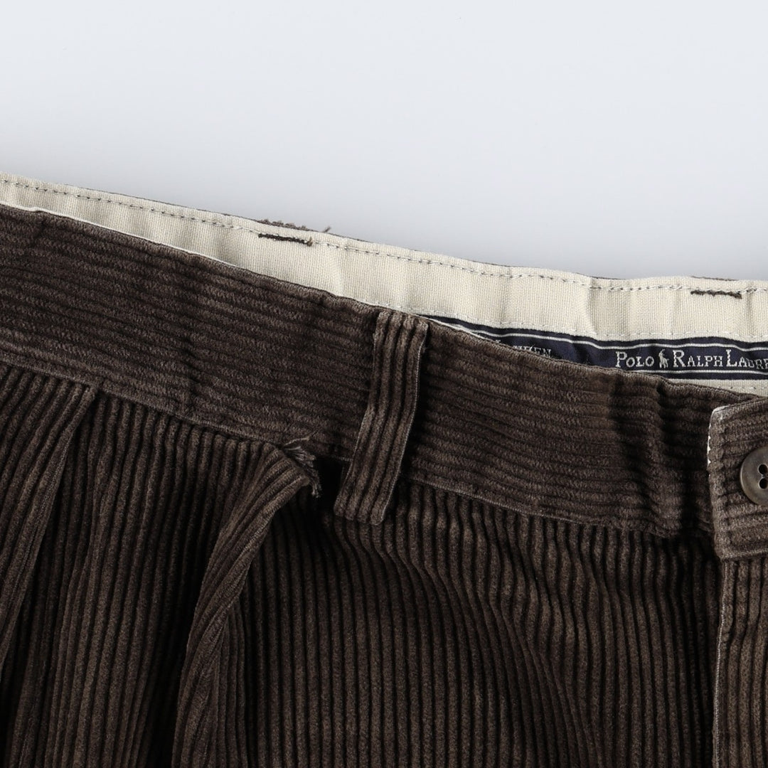 Ralph Lauren Polo Ralph Lauren Two-Pleat Corduroy Pants, Men's Size W36 (approx.) cotton brown type Vintage Second Hand