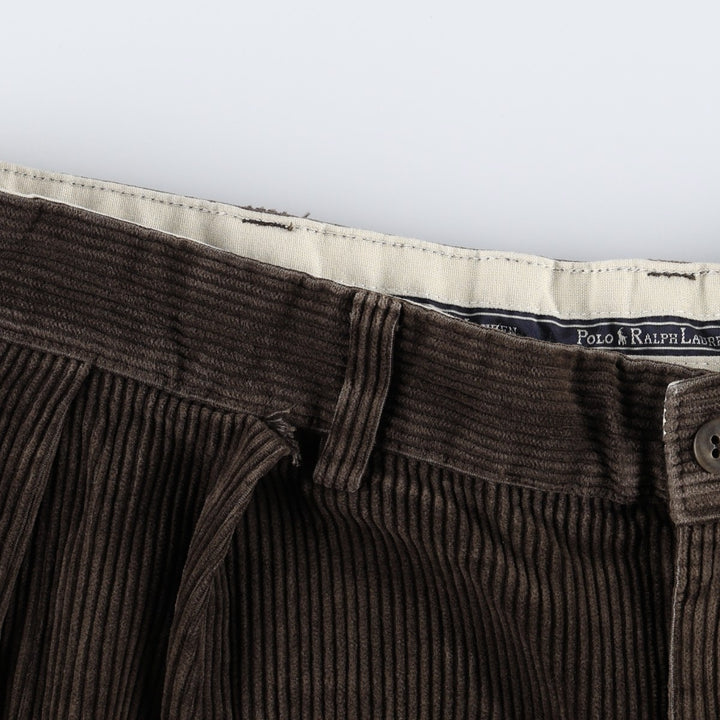 Ralph Lauren Polo Ralph Lauren Two-Pleat Corduroy Pants, Men's Size W36 (approx.) cotton brown type Vintage Second Hand