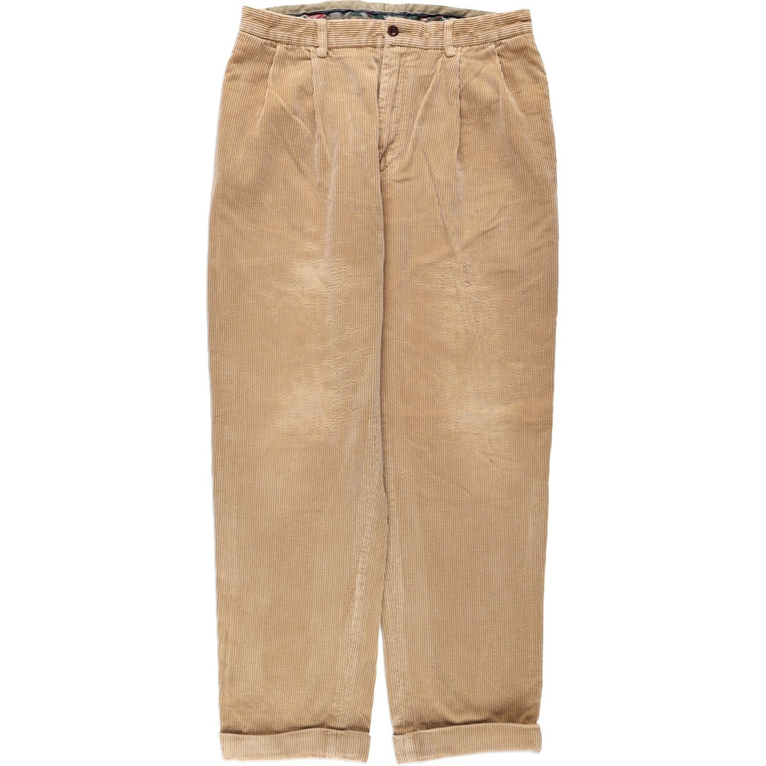 Ralph Lauren POLO by Ralph Lauren Two-pleat Wide-ribbed Corduroy Pants, Men's, Size W34 cotton Beige type Vintage Second Hand