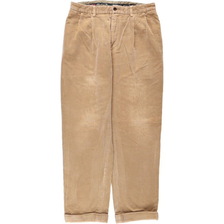 Ralph Lauren POLO by Ralph Lauren Two-pleat Wide-ribbed Corduroy Pants, Men's, Size W34 cotton Beige type Vintage Second Hand