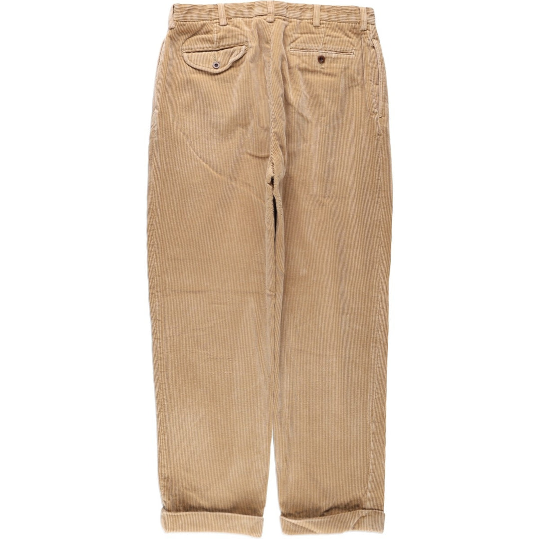 Ralph Lauren POLO by Ralph Lauren Two-pleat Wide-ribbed Corduroy Pants, Men's, Size W34 cotton Beige type Vintage Second Hand
