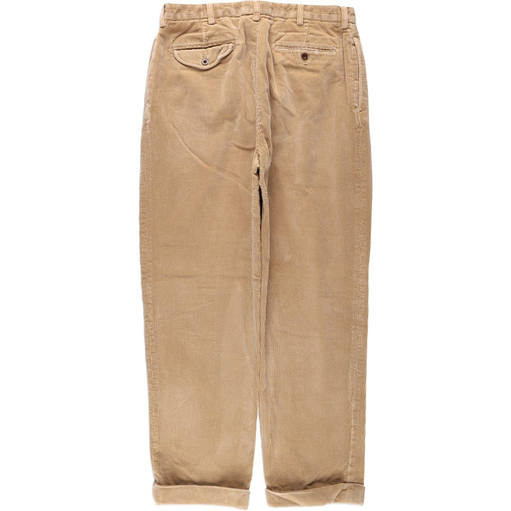 Ralph Lauren POLO by Ralph Lauren Two-pleat Wide-ribbed Corduroy Pants, Men's, Size W34 cotton Beige type Vintage Second Hand