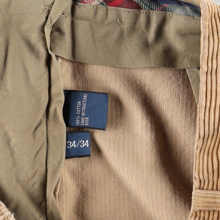 Ralph Lauren POLO by Ralph Lauren Two-pleat Wide-ribbed Corduroy Pants, Men's, Size W34 cotton Beige type Vintage Second Hand