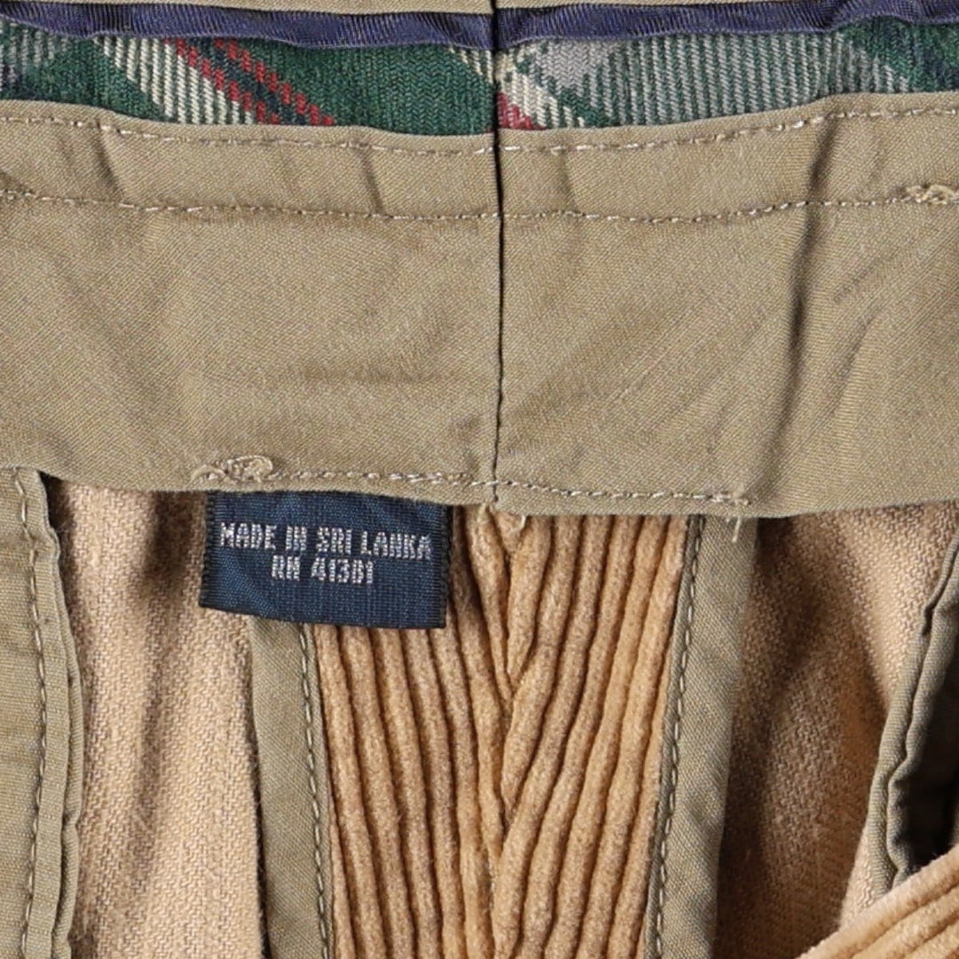 Ralph Lauren POLO by Ralph Lauren Two-pleat Wide-ribbed Corduroy Pants, Men's, Size W34 cotton Beige type Vintage Second Hand