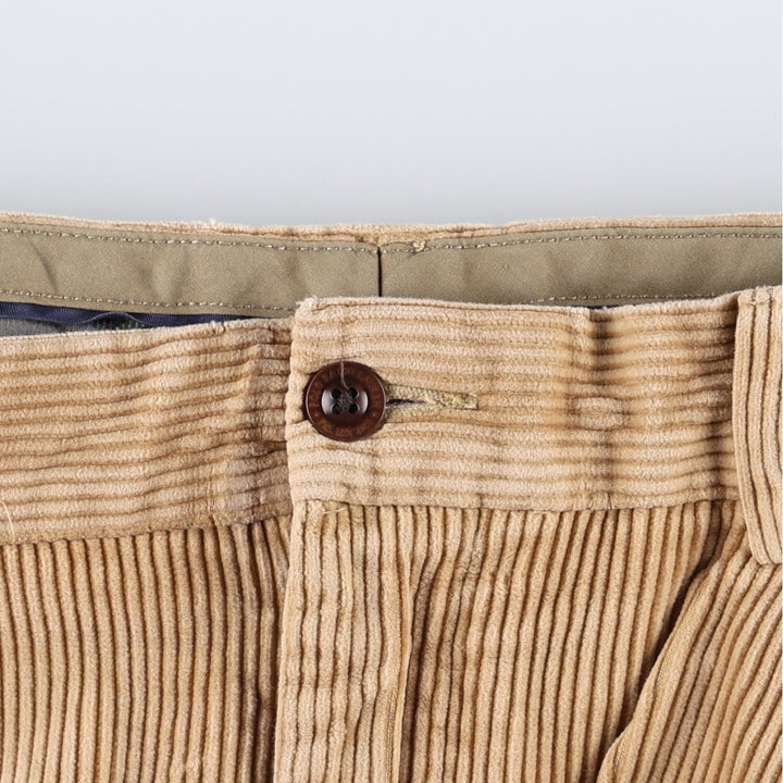 Ralph Lauren POLO by Ralph Lauren Two-pleat Wide-ribbed Corduroy Pants, Men's, Size W34 cotton Beige type Vintage Second Hand